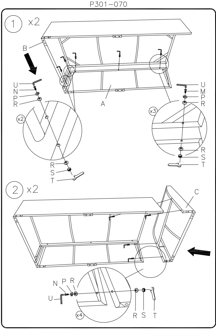 ASHLEY P301 070 Cherry Point Nuvella Outdoor 4 Piece Sectional Set - fig