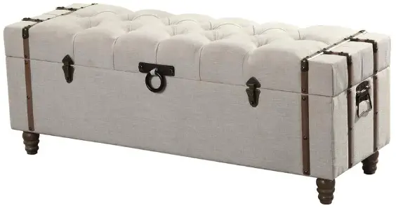 FIRSTIME   CO 70093 Devon Tufted Linen Upholstered Storage Ottoman