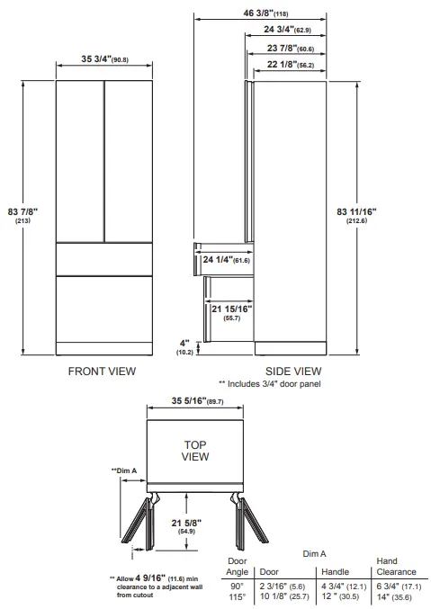 Monogram ZIP364IPVII 36 Inch Premium Fully Integrated French-Door Bottom Freezer - Fig