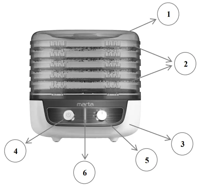marta MFD-8053PS Electric Food Dryer - fig 1