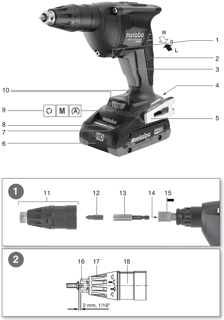 metabo HBS 18 LTX BL 3000 Drywall Screwdriver Body - Overview
