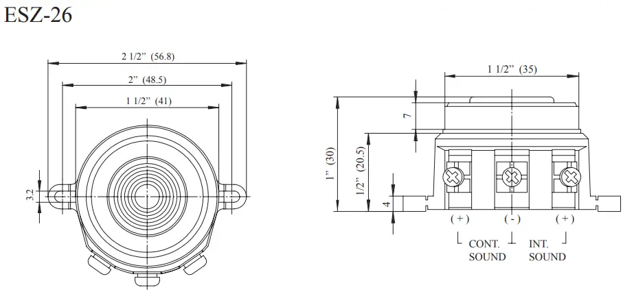 Dimensions: inches (mm)