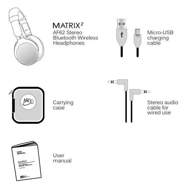 Wireless Bluetooth Headphones AF62 - Package contents