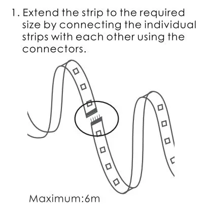 ADUROSMART 81863 Smart LED Strip User Manual - Extend the strip to the rwquired size by connecting the individual strips