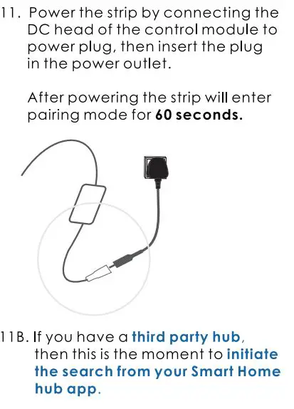 ADUROSMART 81863 Smart LED Strip User Manual - Power the strip by connecting the DC head of the control