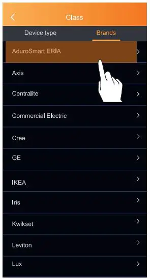 ADUROSMART 81863 Smart LED Strip User Manual - Press on brands and then select adurosmart ERIA