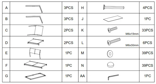 Kmart Dining Tables Assembly - Hardware List