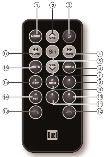 Dual DAC1025BT DVD Multimedia Receiver - Control Locations 2