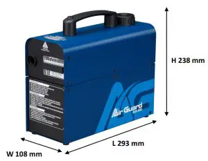 AirGuard AG-20 Antibacterial Vaporizer -- Product Dimensions