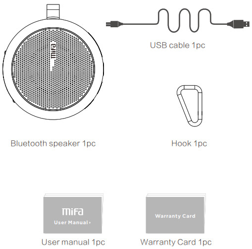 mifa F1 Dustproof and Waterproof Bluetooth Speaker - acking Content