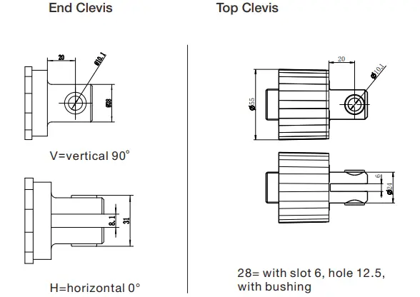 Dimensions with manual lowering continued