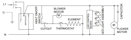 Dimplex DFG2562 25 Inch Glass Ember Self Trimming Electric Firebox - Wiring