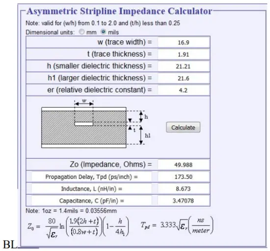 Using an online impedance calculator