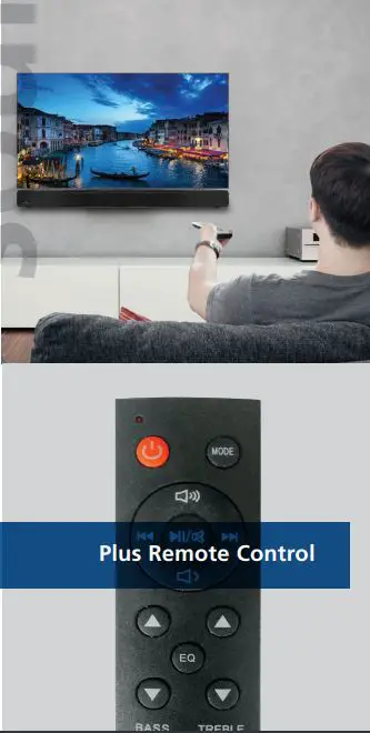 AMPLITUDE Slim Powerful 2.0 Channel Bluetooth Soundbar Instructions - Plus Remote Control