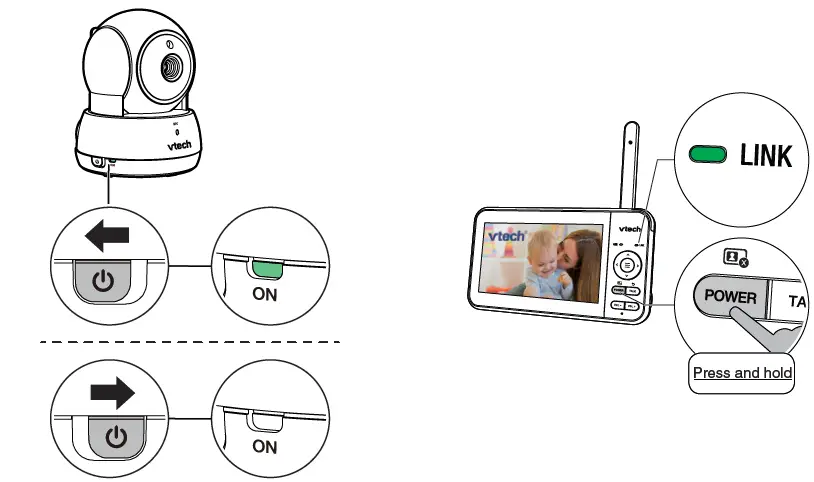 Power on or off the baby moni