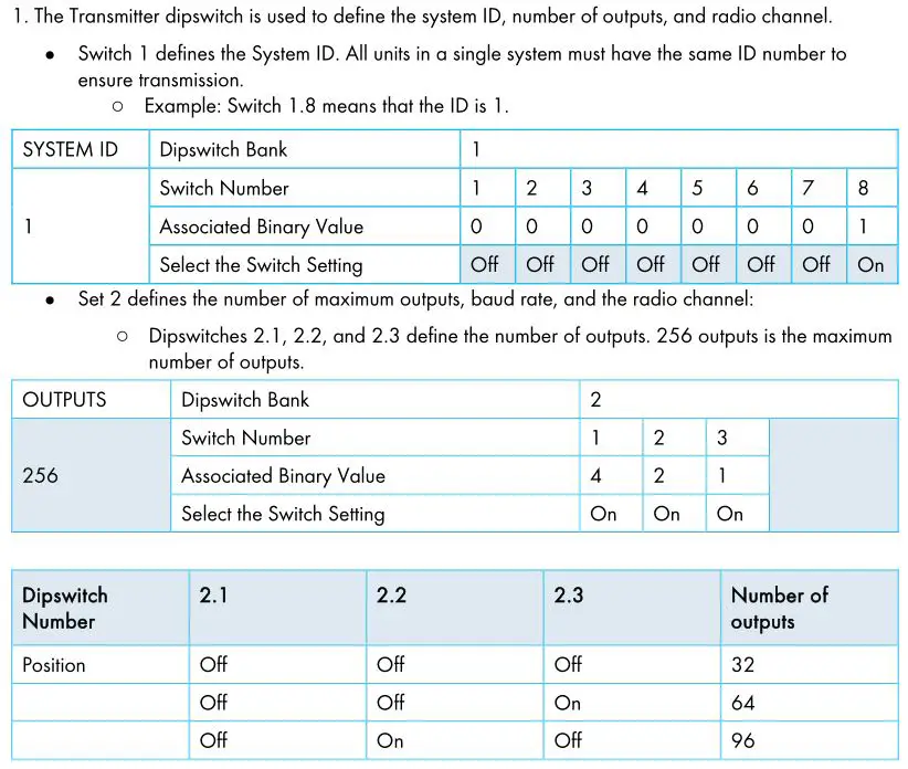Munters Green RTU Configuration - DEFINING THE DIPSWITCHES 1