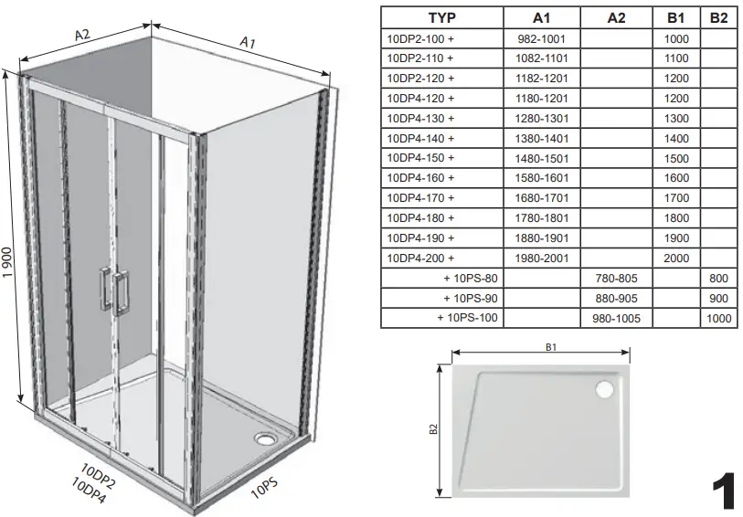 RAVAK 10PS-80-90-100cm shower enclosure-fig2