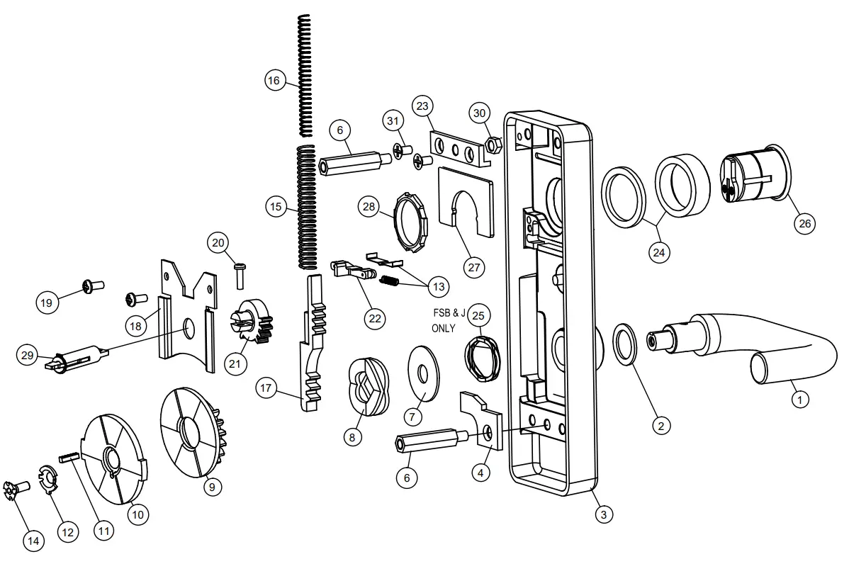DETEX 105665 Pacific Lock - diagram