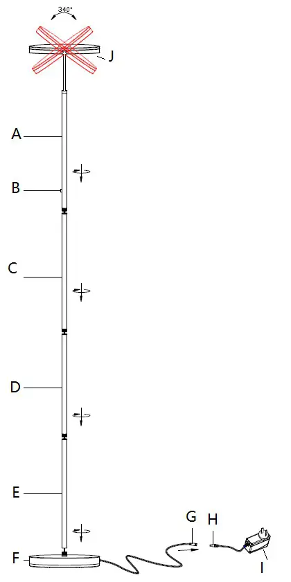 Lucci decor 259931 LEDlux Louie LED Dimmable Floor Lamp - Installation Instructions