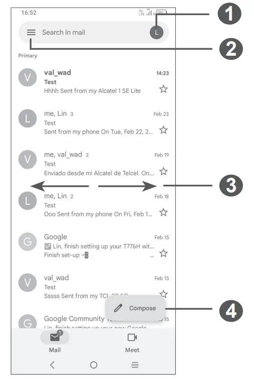 alcatel 1 SE LITE Smartphone - Gmail