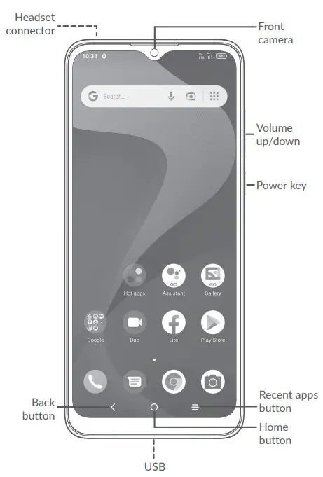 alcatel 1 SE LITE Smartphone - Keys and connectors