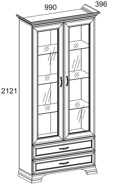 Anrex Tiffany 2v2s Woodline Cream Showcase Cabinet Instruction Manual