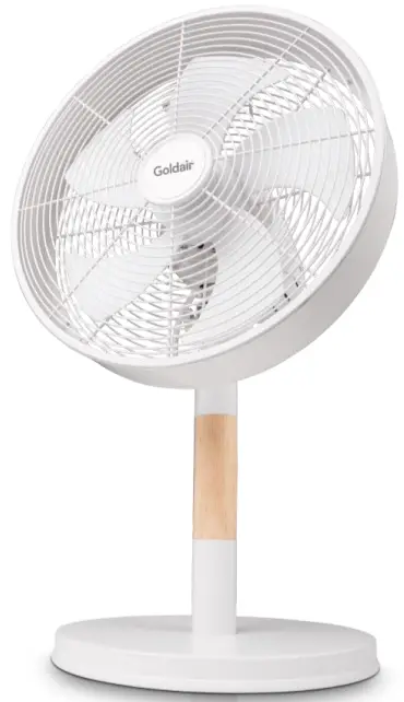Goldair GCDF230 30cm Drum Desk Fan - Matte White & Wood