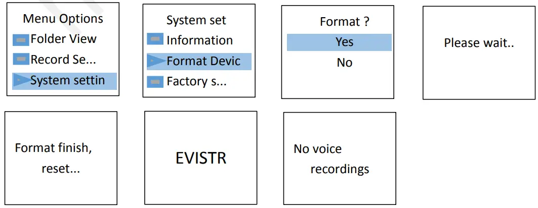 EVISTR L157 Digital Voice Recorder - procedure completed