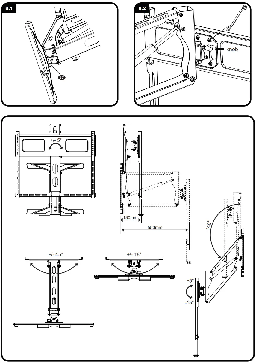 manhattan 461825 Above Fireplace Pull Down TV Mount - Figure 17