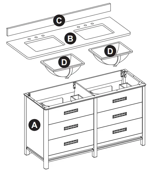 allen roth 1694VA-60-241-900-UM Undermount Double Sink - PACKAGE CONTENTS