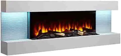 SimpliFire SF-FM60-WH Electric Fireplace 60 Inch Floating Mantel Wall-Mount
