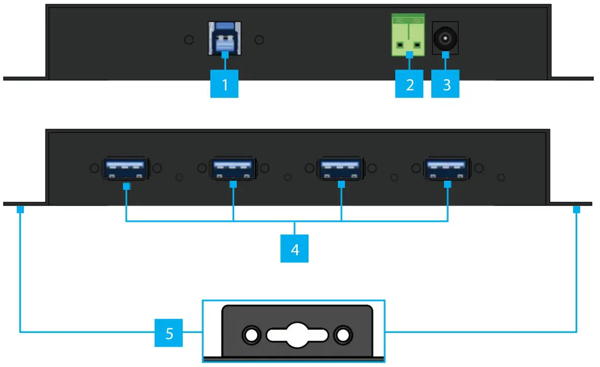 StarTech com 5G4AINDNP USB A HUB 4 Port Industrial USB Hub - FIGURE 1