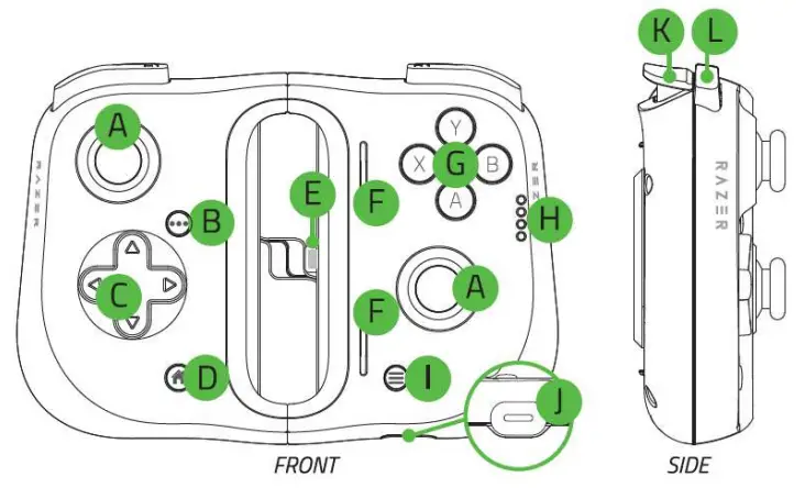 RAZER KISHI Universal Gaming Controller for IPhone - parts