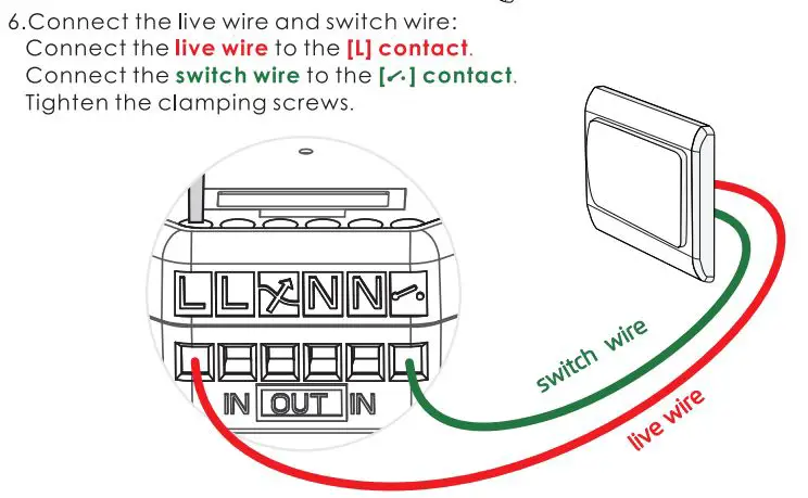 ADUROSMART 852263008626 Eria Switch Build in Module User Manual - Connect the live wire and switch wire
