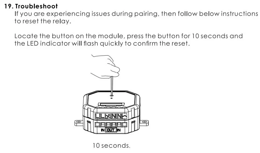 ADUROSMART 852263008626 Eria Switch Build in Module User Manual - Troubleshoot
