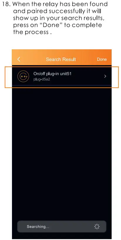 ADUROSMART 852263008626 Eria Switch Build in Module User Manual - When the realy has been found and paired successfully it will show up in your search results