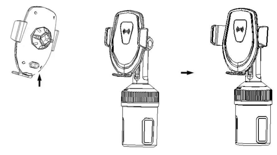 UGREEN Car Cup Holder Phone Mount - Press the Release Button on the rear of Charger to release the Clip as illustrated