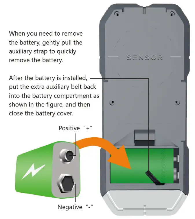 TACK LIFE Stud Finder DMS05 - Battery installation