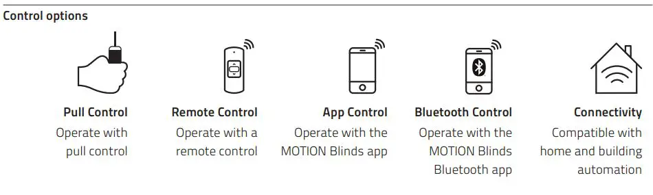 MOTION CM-06 Li-Ion Battery Powered Tube Motors With Pull and Remote User Manual - Control options