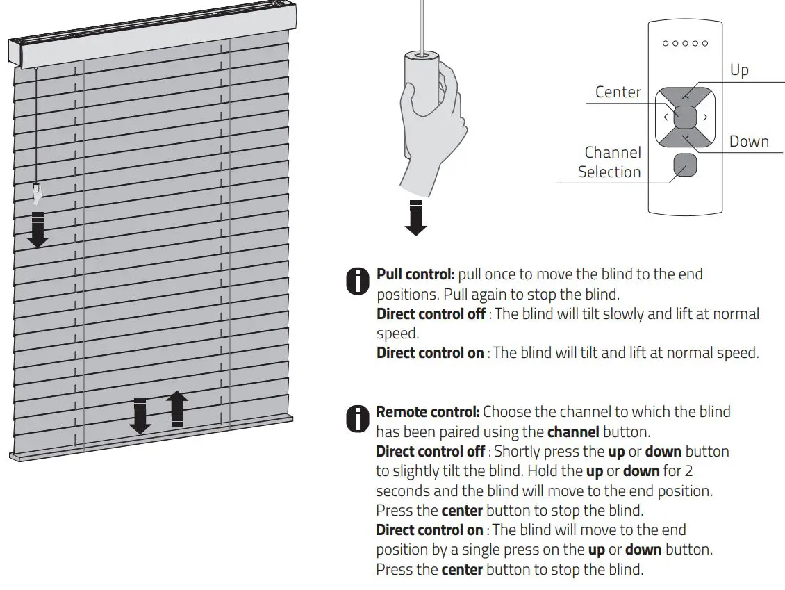 MOTION CM-06 Li-Ion Battery Powered Tube Motors With Pull and Remote User Manual - Operate the blind