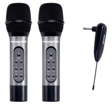 Karaoke USA WM906 Dual UHF Handheld Dynamic Wireless Microphone -