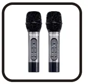 Karaoke USA WM906 Dual UHF Handheld Dynamic Wireless Microphone - Items in this package