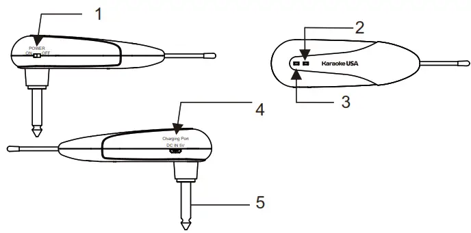 Karaoke USA WM906 Dual UHF Handheld Dynamic Wireless Microphone - Receiver2