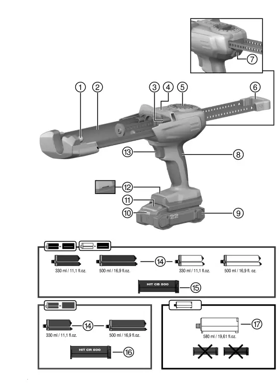 HILTI HDE 500-a22 CORDLESS ADHESIVE DISPENSER 12