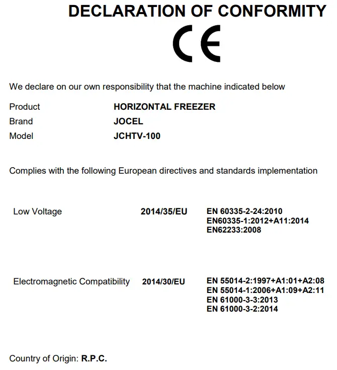 JOCEL JCHTV-100 Horizontal Freezer - fig3