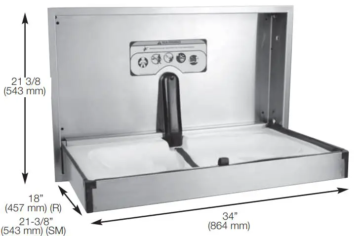 intelligent BC100SS-R Dolphin Recessed Type 304 Stainless Steel Horizontal Baby Changing Station 2