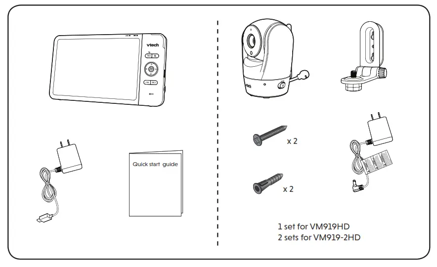 vtech VM919HD, VM919 2HD Full Color Pan and Tilt HD Video Monitor