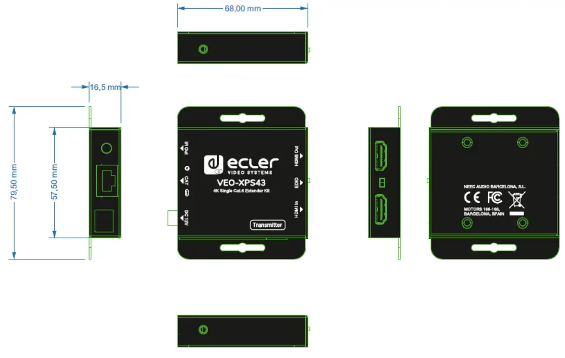 ecler VEO XPS43 4K Single Cat 6 Extender Kit-fig6