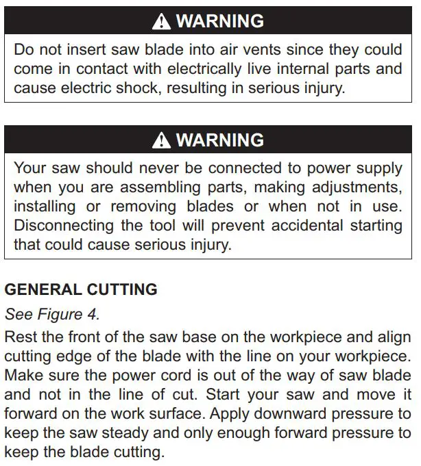 RYOBI EJ600 600W Jigsaw User Manual - Operation