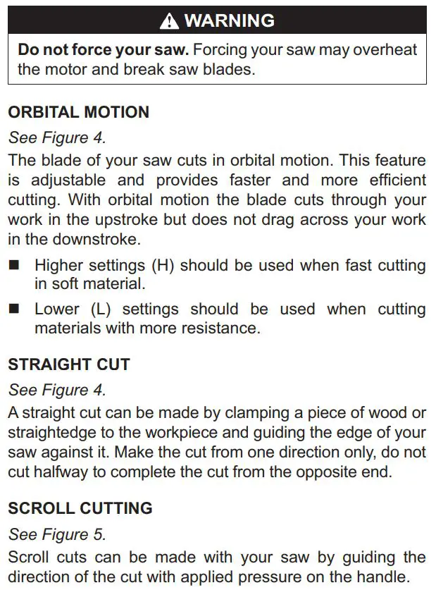 RYOBI EJ600 600W Jigsaw User Manual - Operation